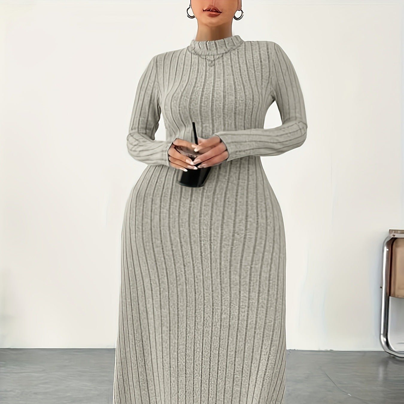 Woman Plus Size Dress Autumn And Winter Simplicity Turtleneck