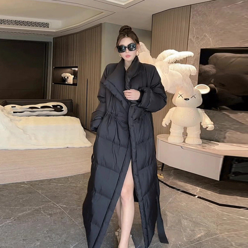 Long Lace Up Down Cotton-padded Jacket