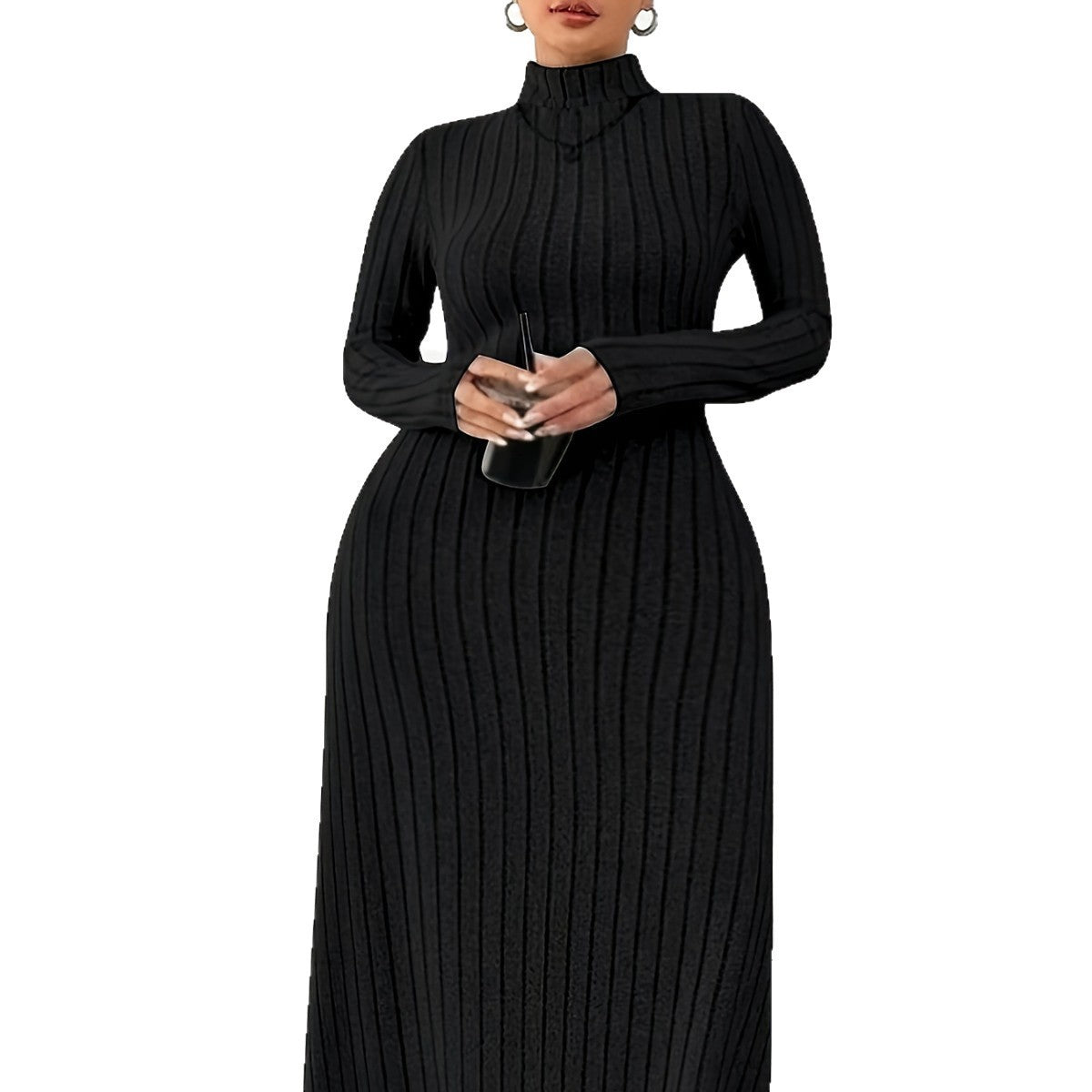 Woman Plus Size Dress Autumn And Winter Simplicity Turtleneck