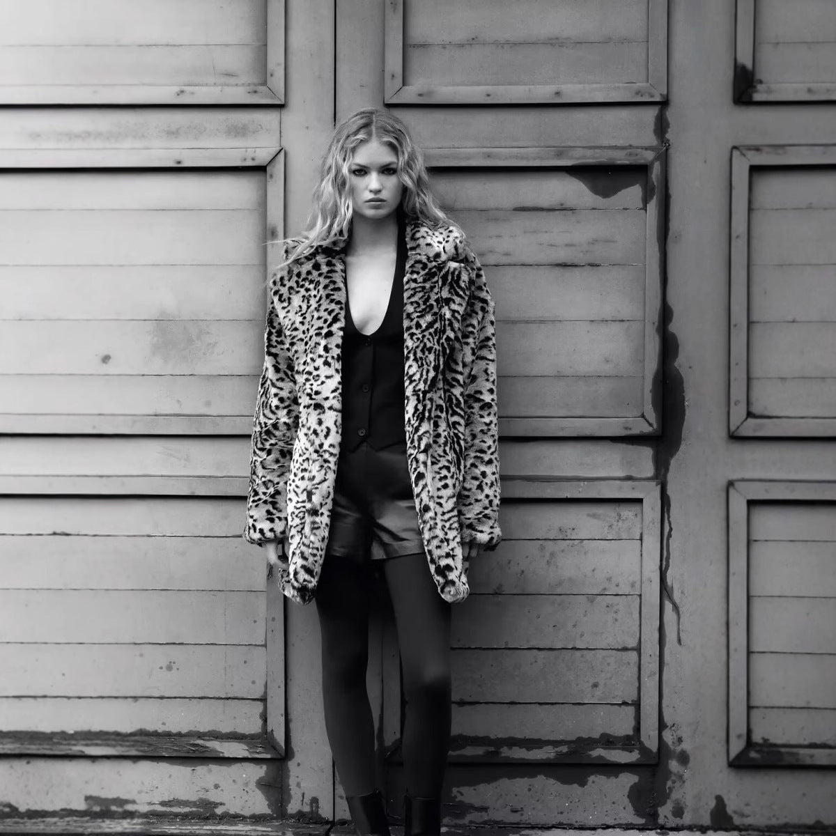 Fashion Leopard Print Mid-length Coat