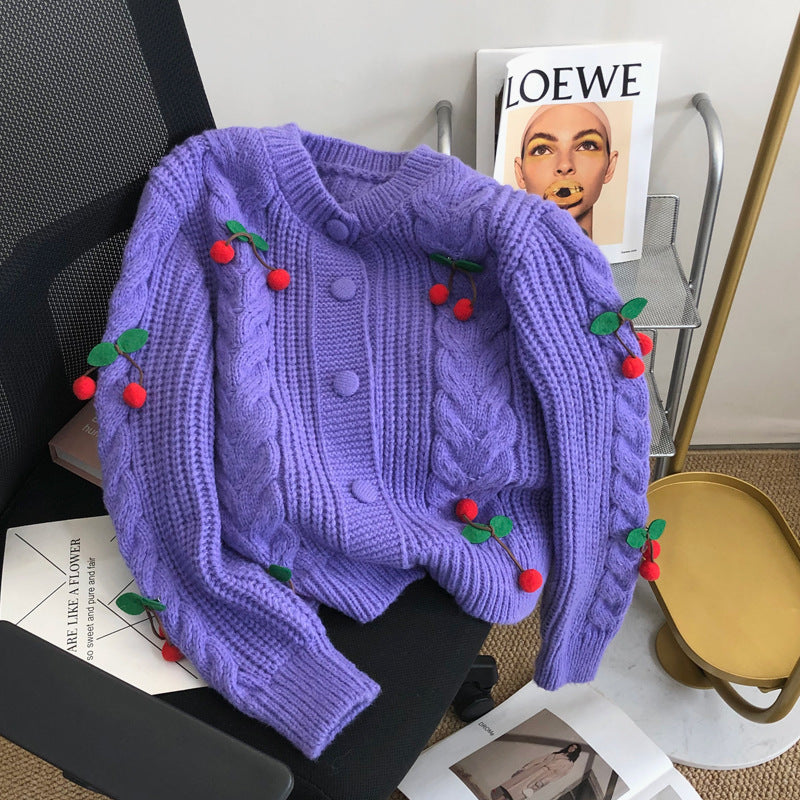 Cherry Younger Sweet Sweater Female Korean
