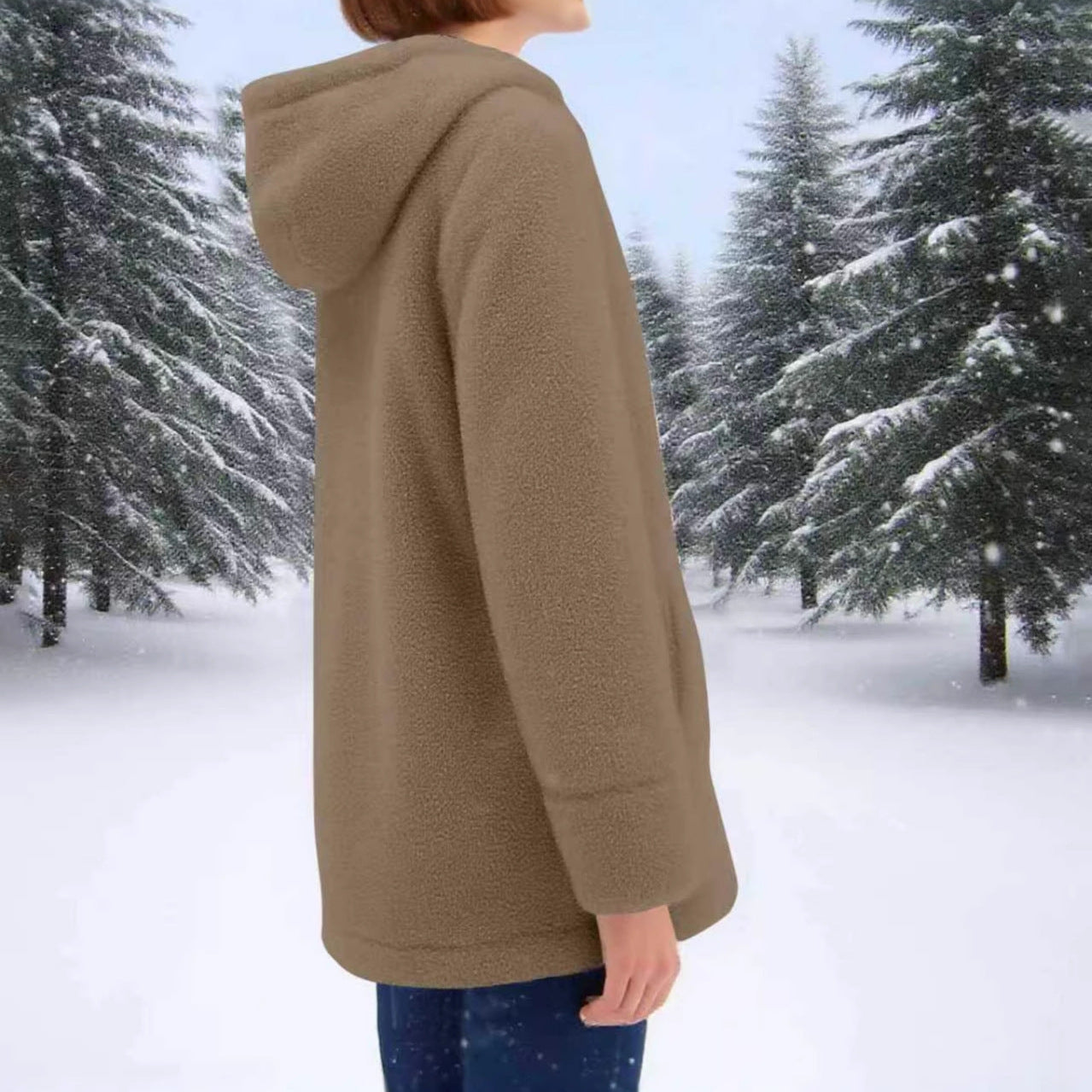 Winter Zipper Pocket Lamb Wool Coat
