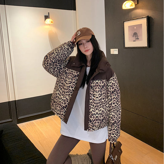 Cotton-padded Jacket Loose Thick Printed Short Coat