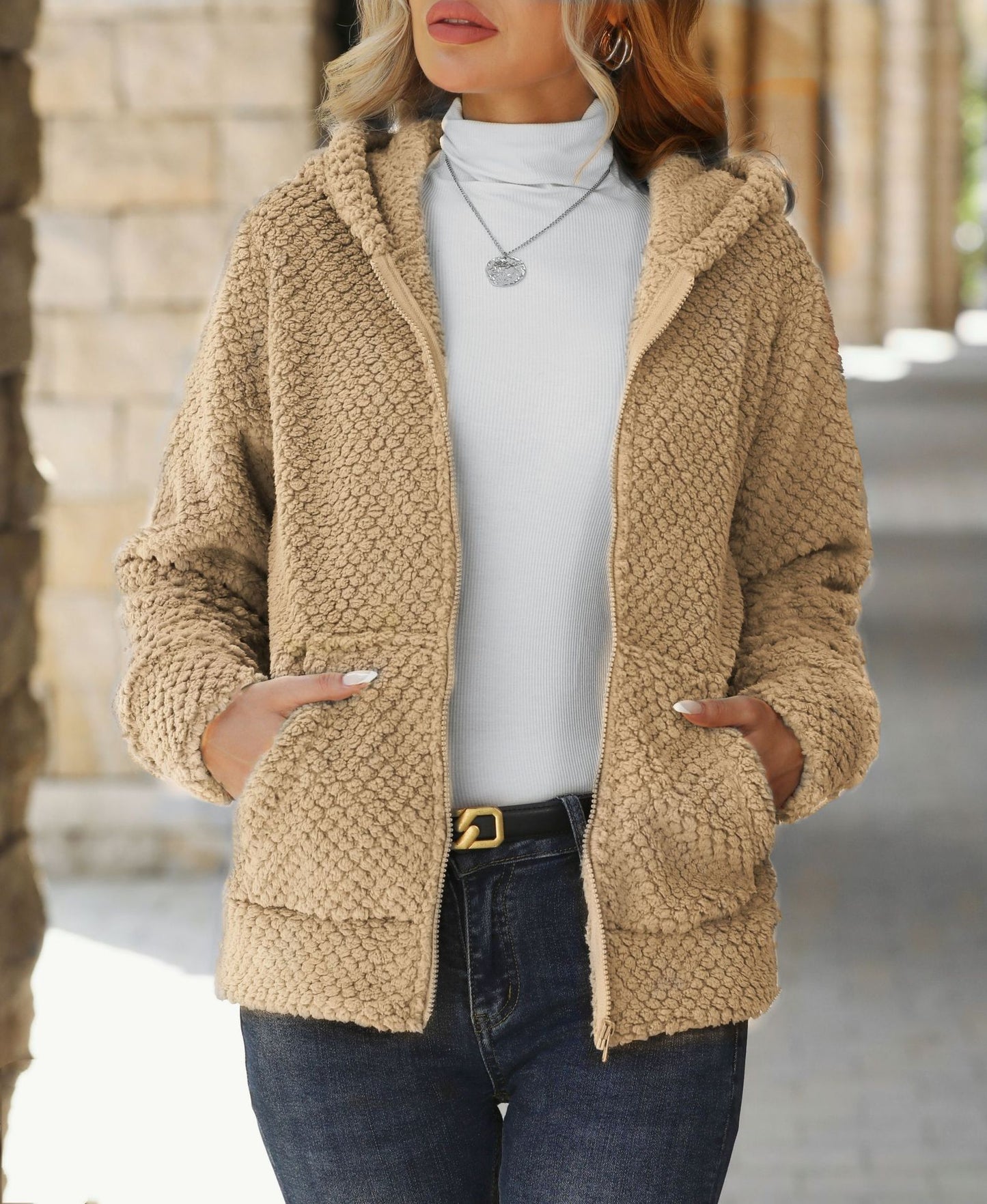 Women's Autumn And Winter Loose Zipper Plush Jacket