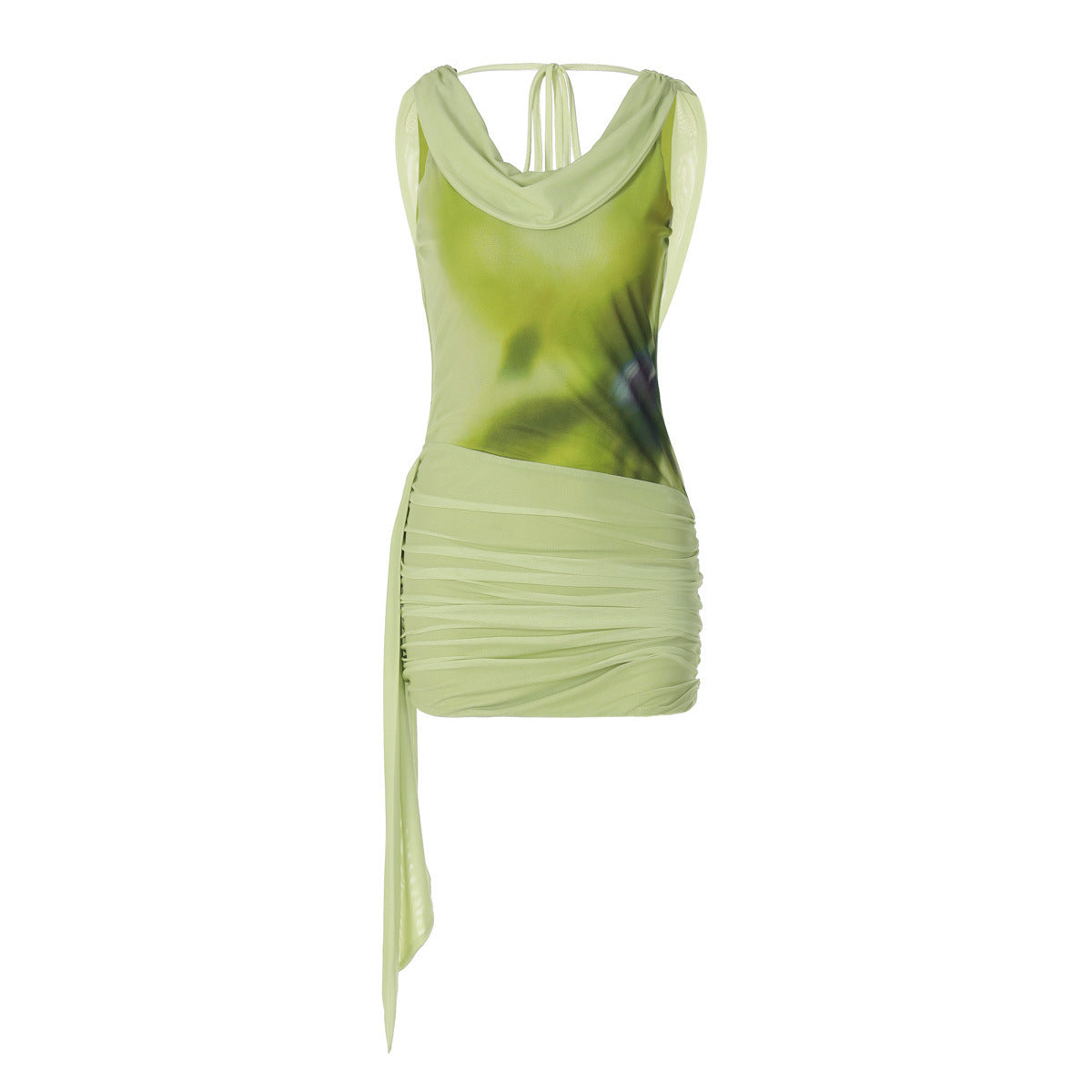 Fashion Sexy Print Backless Lace-up Sheath