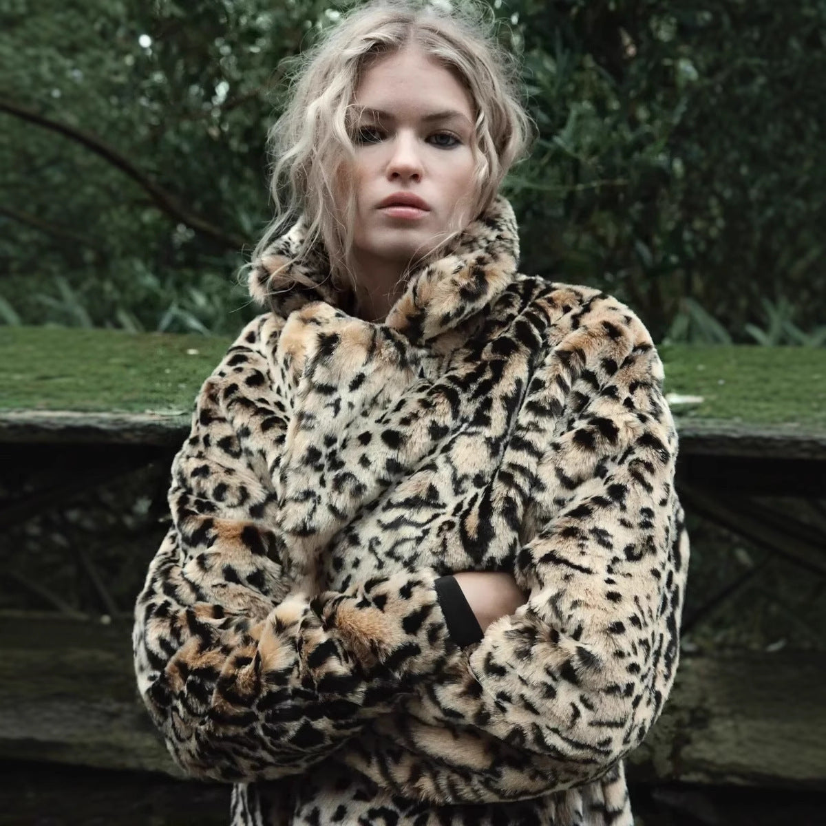 Fashion Leopard Print Mid-length Coat