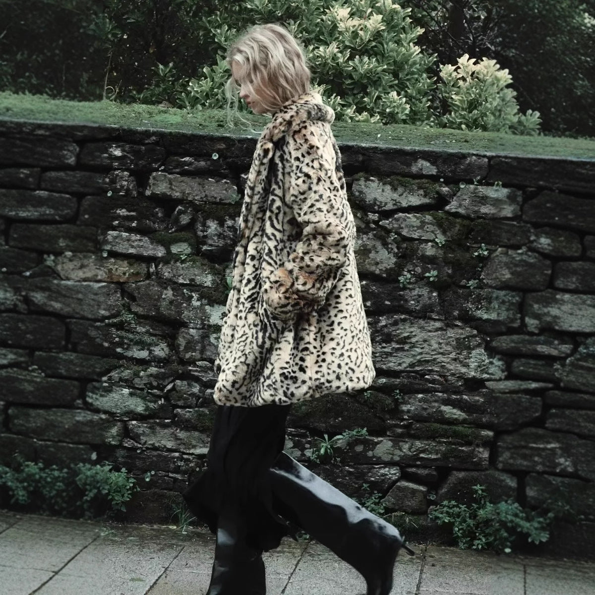 Fashion Leopard Print Mid-length Coat