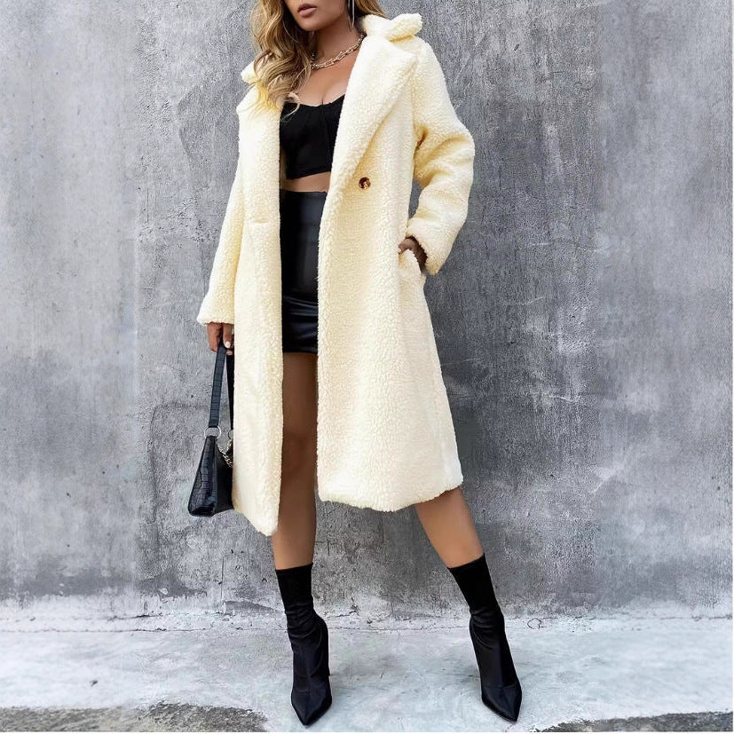Lapel Loose And Warm Long-cut Coat