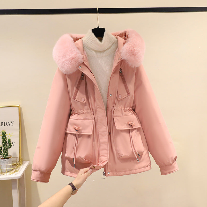 Fashion Velvet Padded Thick Fur Coat