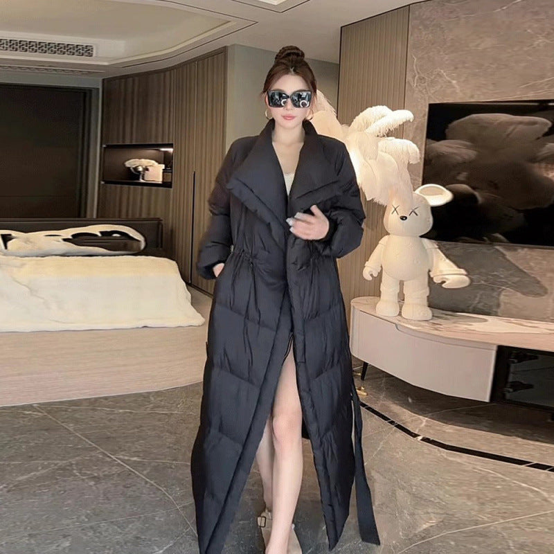 Long Lace Up Down Cotton-padded Jacket