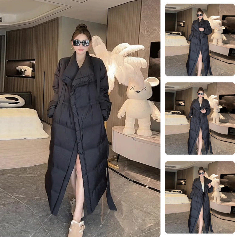 Long Lace Up Down Cotton-padded Jacket