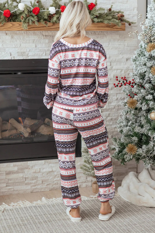 Christmas Pattern Loose Pullover 2pcs