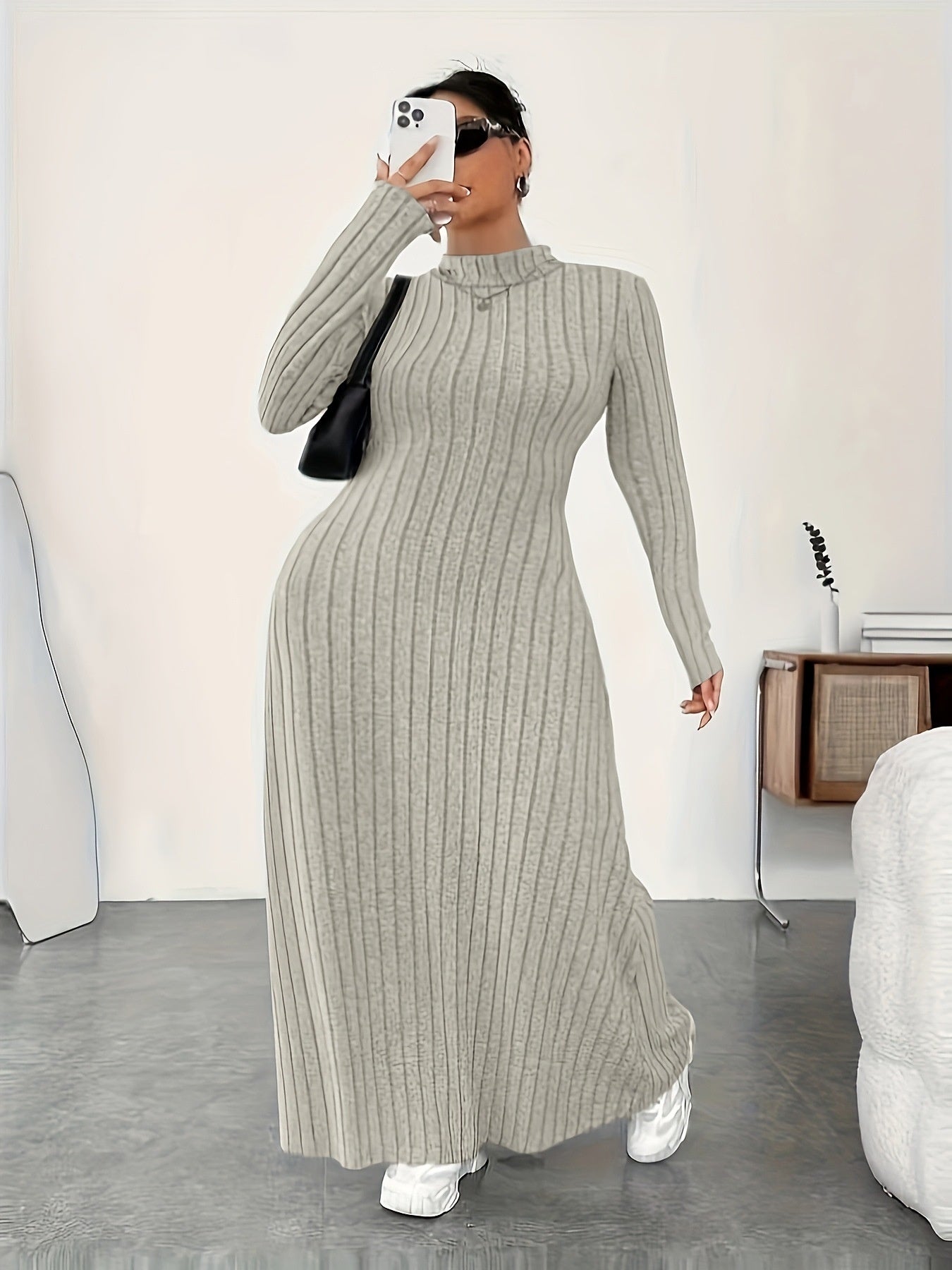 Woman Plus Size Dress Autumn And Winter Simplicity Turtleneck