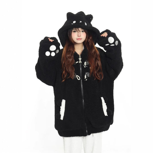 Cute Rabbit Hand Claw Big Ears Lamb Wool Coat