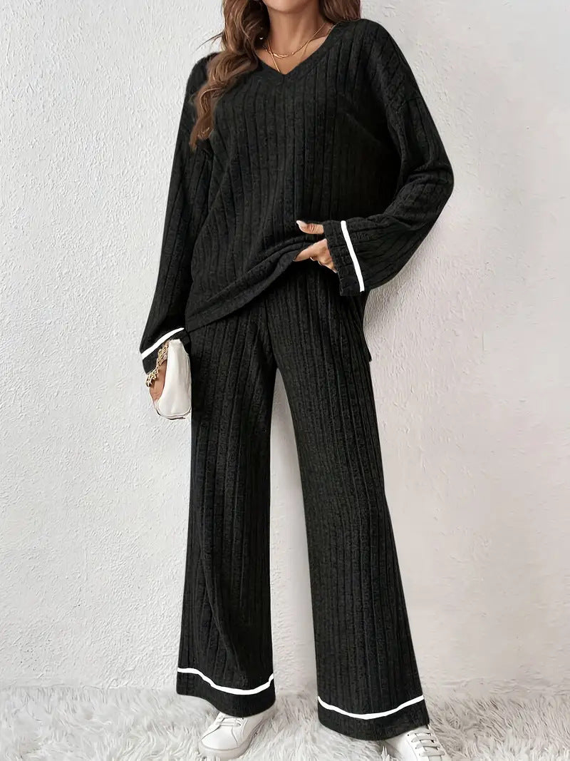 fitting Sanding Sunken Stripe Simple Homewear Suit