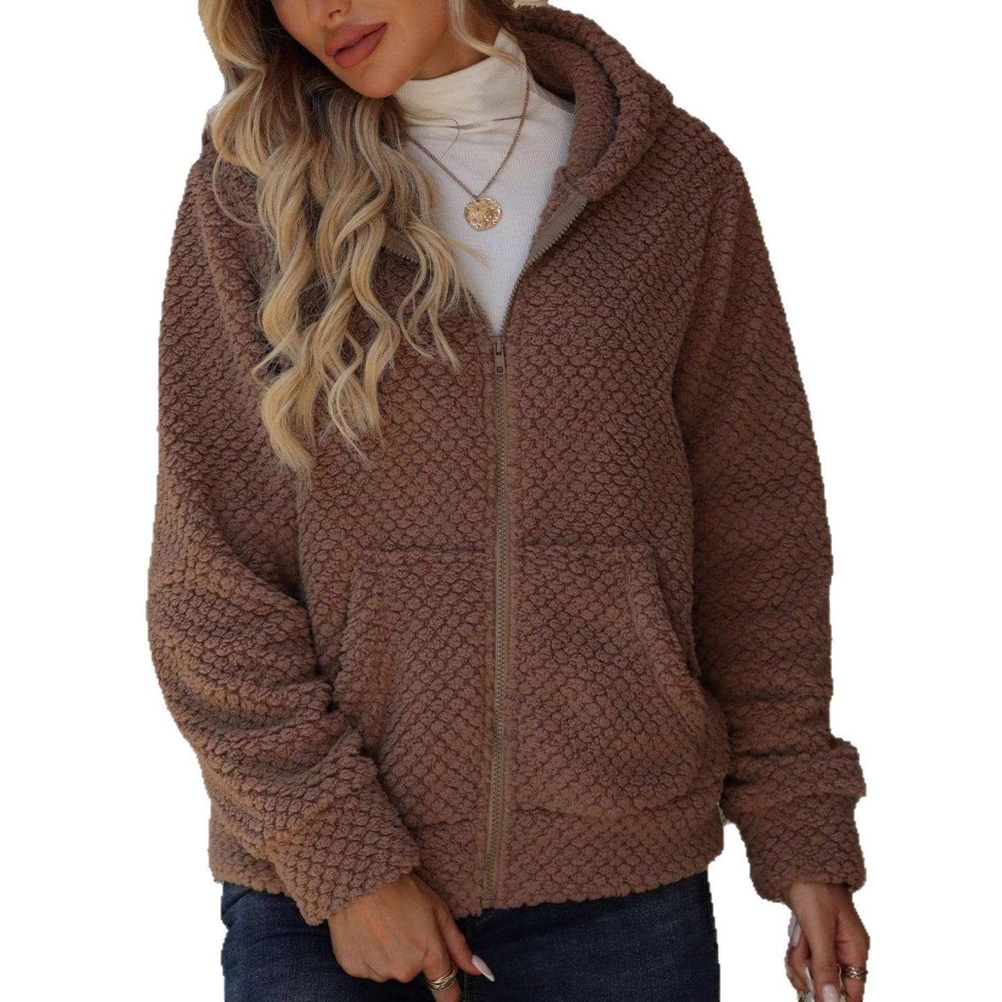 Women's Autumn And Winter Loose Zipper Plush Jacket