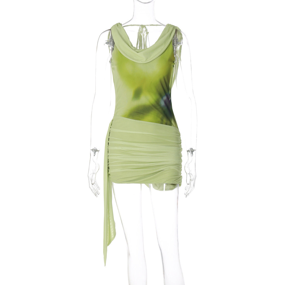 Fashion Sexy Print Backless Lace-up Sheath