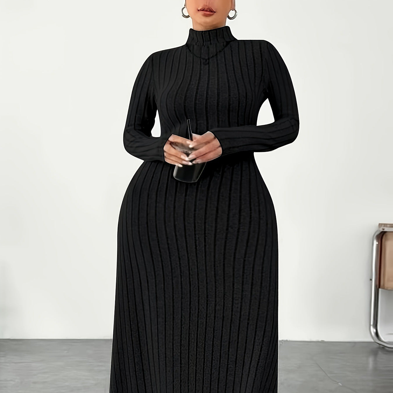 Woman Plus Size Dress Autumn And Winter Simplicity Turtleneck