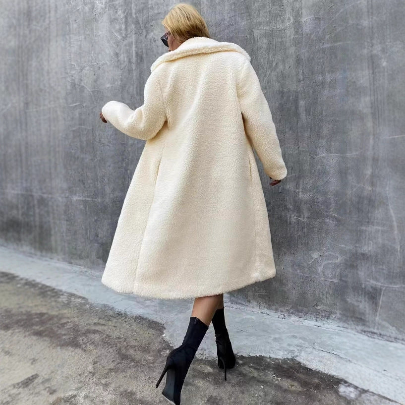 Lapel Loose And Warm Long-cut Coat