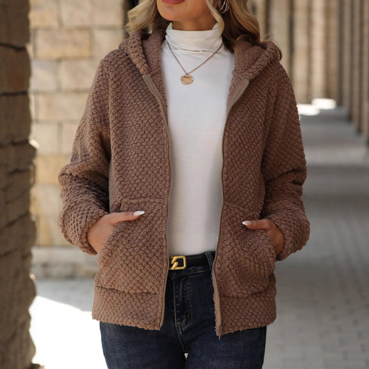 Women's Autumn And Winter Loose Zipper Plush Jacket