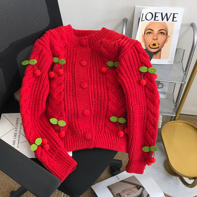 Cherry Younger Sweet Sweater Female Korean