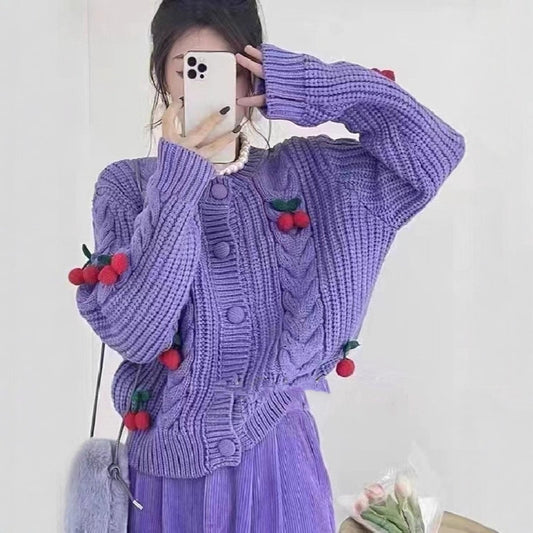Cherry Younger Sweet Sweater Female Korean
