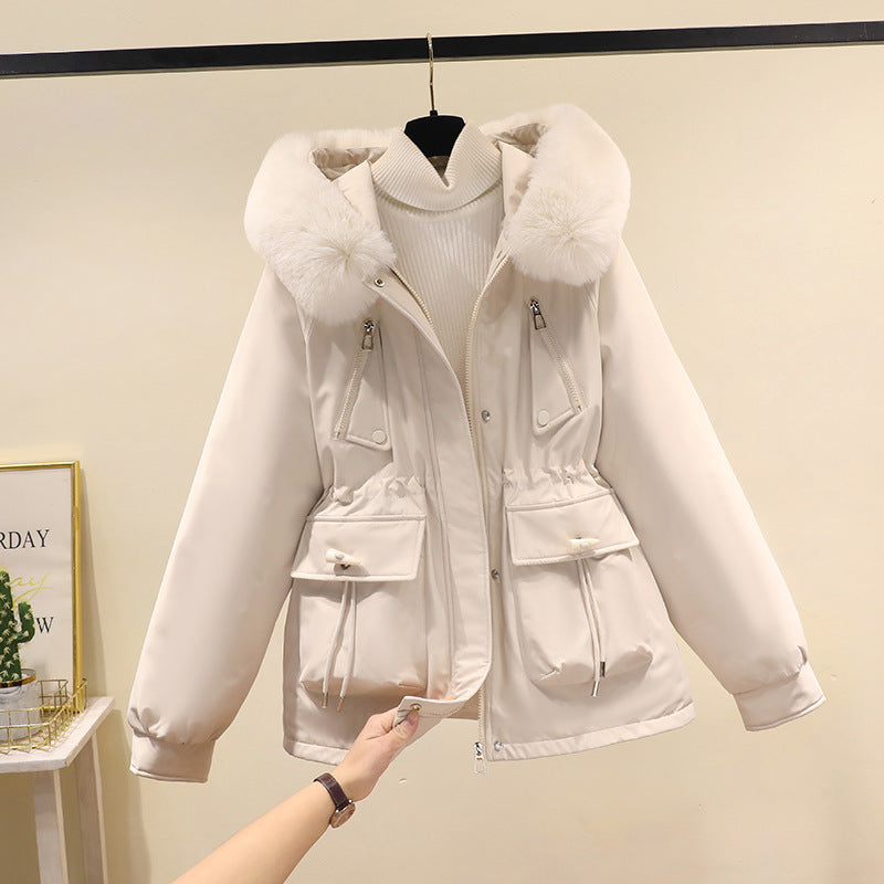 Fashion Velvet Padded Thick Fur Coat