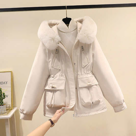 Fashion Velvet Padded Thick Fur Coat